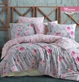 Lenjerie de pat dubla Maison V1, Majoli Home Collection, 4 piese, 240x260 cm, bumbac ranforce, roz