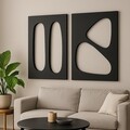 Tablou decorativ MDF (2 Pieces), Hhloyma00001, Grosime: 18 mm, Negru
