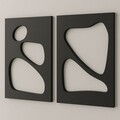 Tablou decorativ MDF (2 Pieces), Hhloyma00003, Grosime: 18 mm, Negru