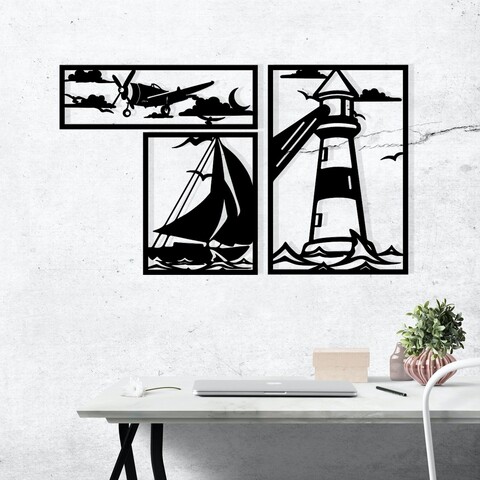 Decoratiune de perete, Abadda, Dimensiuni: 72 x 43 cm, Negru