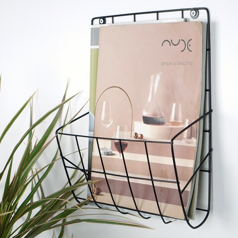 Organizator de perete, WR086, Lățime: 26 cm Înălțime: 29 cm Adâncime: 10 cm, Negru