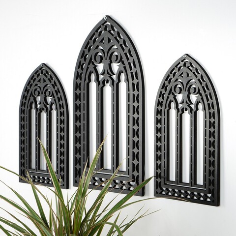 Decoratiune de perete, CRY021, Dimensiune: 26 x 15 cm (2 bucăți), Negru