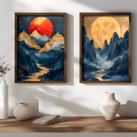 Tablou decorativ (2 Pieces), AI200, Cadru: 100% MOLID, Multicolor