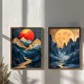 Tablou decorativ (2 Pieces), AI200, Cadru: 100% MOLID, Multicolor
