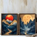 Tablou decorativ (2 Pieces), AI200, Cadru: 100% MOLID, Multicolor