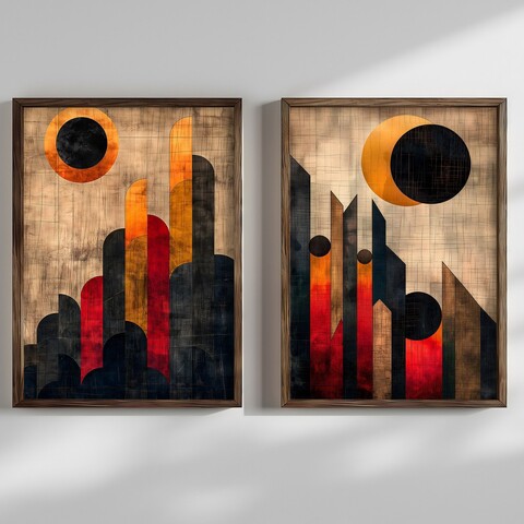Tablou decorativ (2 Pieces), HUM111, Cadru: 100% MOLID, Multicolor