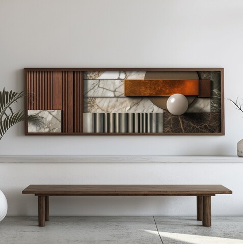 Tablou decorativ, EMR013, Lemn, Multicolor