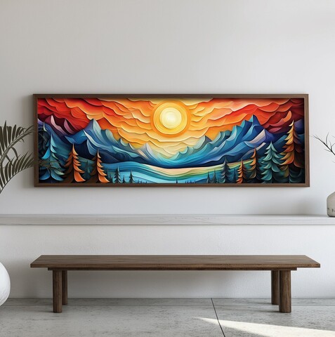 Tablou decorativ, EMR057, Lemn, Multicolor