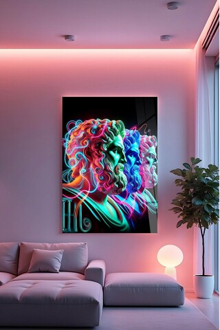 Tablou decorativ, Hhlneon003, 30 x 40 cm, Multicolor