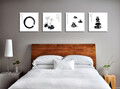 Tablou decorativ (4 Pieces), FRJ07, Rama de lemn, Multicolor