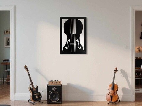 Tablou decorativ, Violin, Dimensiuni: 47,5 x 68 cm, Alb/Negru