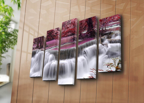 Tablou decorativ (5 Pieces), 5PAT-43, 70 x 19 cm (1 bucată), Multicolor