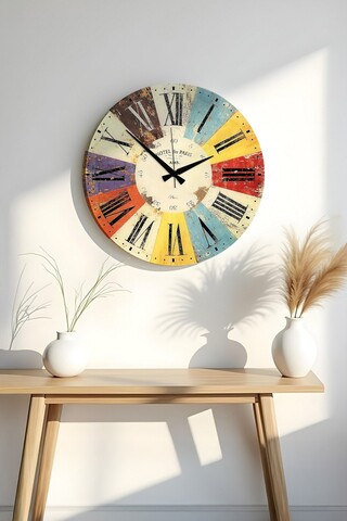 Ceas de perete, Huhuas00035, Dimensiune: 50 x 50 cm (1 bucată), Multicolor