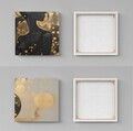 Set 2 tablouri decorative, ASR2-CNV25-11, Lemn, Auriu / Crem / Negru