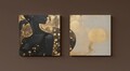 Set 2 tablouri decorative, ASR2-CNV25-11, Lemn, Auriu / Crem / Negru