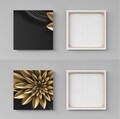 Tablou decorativ (2 Pieces), ASR2-CNV25-12, Lemn, Aur/Negru