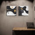 Set 2 tablouri decorative, ASR2-CNV25-15, Lemn, Auriu / Negru / Alb
