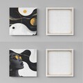 Set 2 tablouri decorative, ASR2-CNV25-15, Lemn, Auriu / Negru / Alb