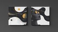 Set 2 tablouri decorative, ASR2-CNV25-15, Lemn, Auriu / Negru / Alb