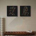 Tablou decorativ (2 Pieces), ASR2-CNV25-7, Lemn, Aur/Negru