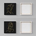Tablou decorativ (2 Pieces), ASR2-CNV25-7, Lemn, Aur/Negru