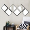 Set de oglinzi (6 Pieces), SETAYNA_027, Plastic laminat, Argintiu / Negru