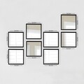 Set de oglinzi (8 Pieces), SETAYNA_064, Plastic laminat, Argintiu / Negru