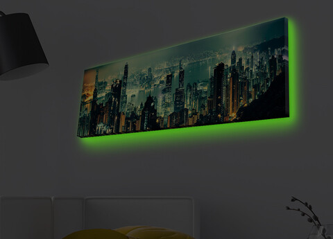 Tablou decorativ cu lumina LED, 3090MDACT-005, 30 x 90 cm, Multicolor