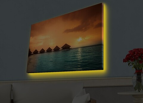 Tablou decorativ cu lumina LED, 4570HDACT-035, Dimensiune: 45 x 70 cm, Multicolor