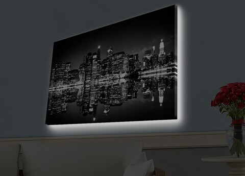 Tablou decorativ cu lumina LED, 4570HDACT-081, Dimensiune: 45 x 70 cm, Multicolor