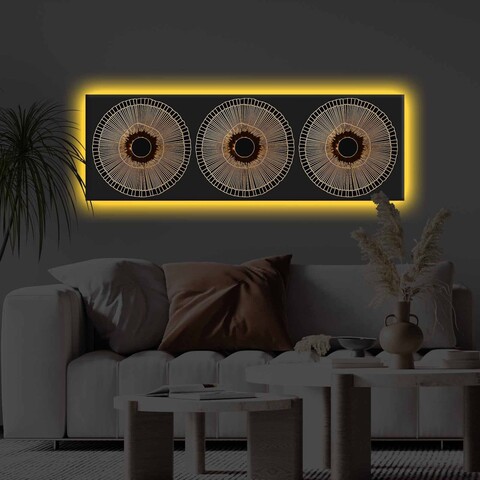 Tablou decorativ cu lumina LED, 3090KTLGDACT, 30 x 90 cm, Multicolor