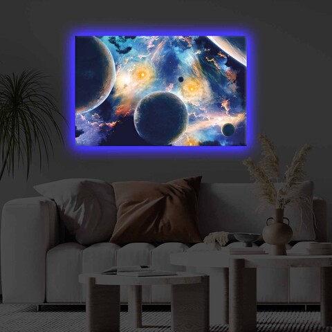Tablou decorativ cu lumina LED, 4570KTLGDACT, Dimensiune: 45 x 70 cm, Multicolor