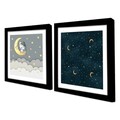 Tablou decorativ (2 Pieces), 2P3333SCT-009, Cadru din PVC (22 mm), Bleumarin / Alb / Galben / Gri închis