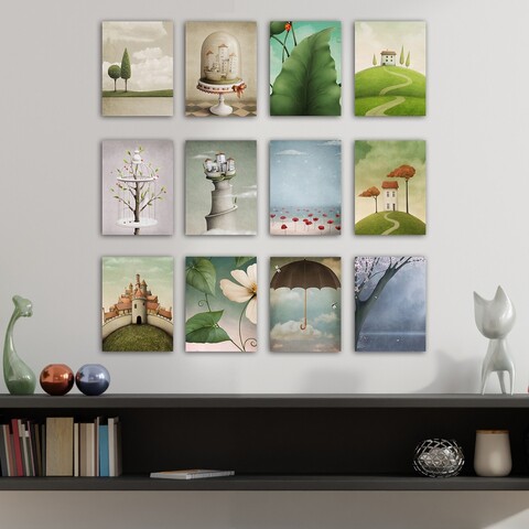 Set 12 tablouri decorative, 12MDF29YS, 20 x 15 cm, 12 piese, Multicolor