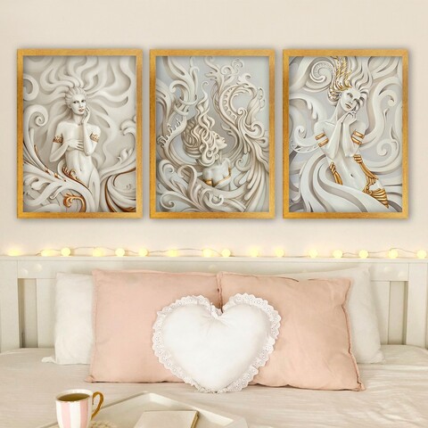 Tablou decorativ (3 Pieces), 3SC117, Plastic, Multicolor