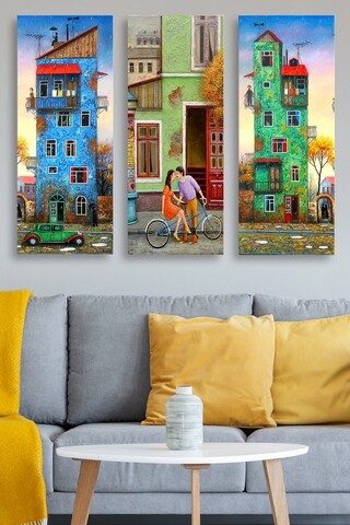 Set 3 tablouri decorative, MDF0085, 20 x 50 cm, 3 piese, Multicolor