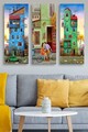 Set 3 tablouri decorative, MDF0085, 20 x 50 cm, 3 piese, Multicolor