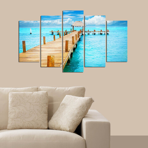 Set 5 tablouri decorative, 5M-12, 20 x 60 cm, Multicolor