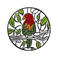 Decoratiune de perete, Moss, Dimensiune: 46 x 46 cm, Verde deschis / Verde închis / Portocaliu / Roșu