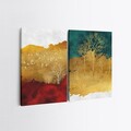 Set 2 tablouri decorative, 2KNV4281, Lemn, Multicolor