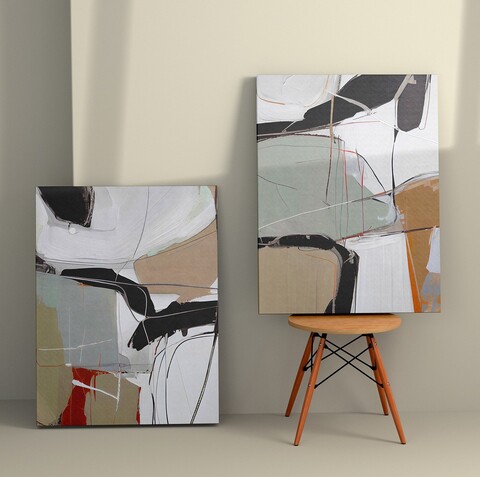 Tablou decorativ (2 Pieces), 2KNV4346, Lemn, Multicolor