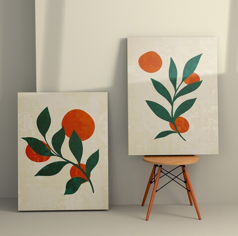 Tablou decorativ (2 Pieces), 2KNV4359, Lemn, Multicolor