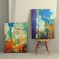 Tablou decorativ (2 Pieces), 2KNV4240, Lemn, Multicolor
