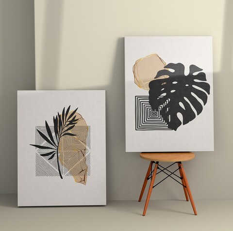 Tablou decorativ (2 Pieces), 2KNV4261, Lemn, Multicolor