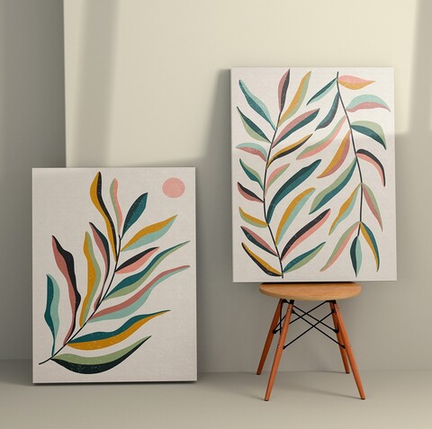 Tablou decorativ (2 Pieces), 2KNV4326, Lemn, Multicolor