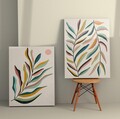 Tablou decorativ (2 Pieces), 2KNV4326, Lemn, Multicolor