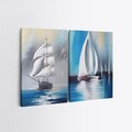 Tablou decorativ (2 Pieces), 2KNV4352, Lemn, Multicolor