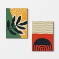 Tablou decorativ (2 Pieces), 2KNV4357, Lemn, Multicolor