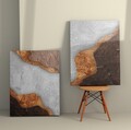 Tablou decorativ (2 Pieces), 2KNV4365, Lemn, Multicolor