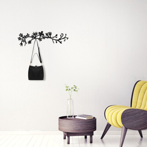 Cuier de perete, Bahar WSH-018, Dimensiuni: 70 x 3 x 23 cm, Negru